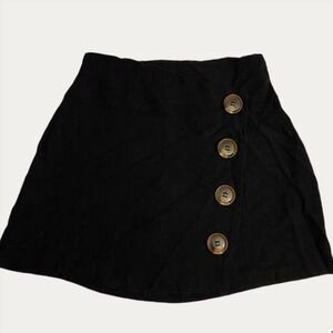 Altar'd State Black Mini Skirt with Accent Buttons